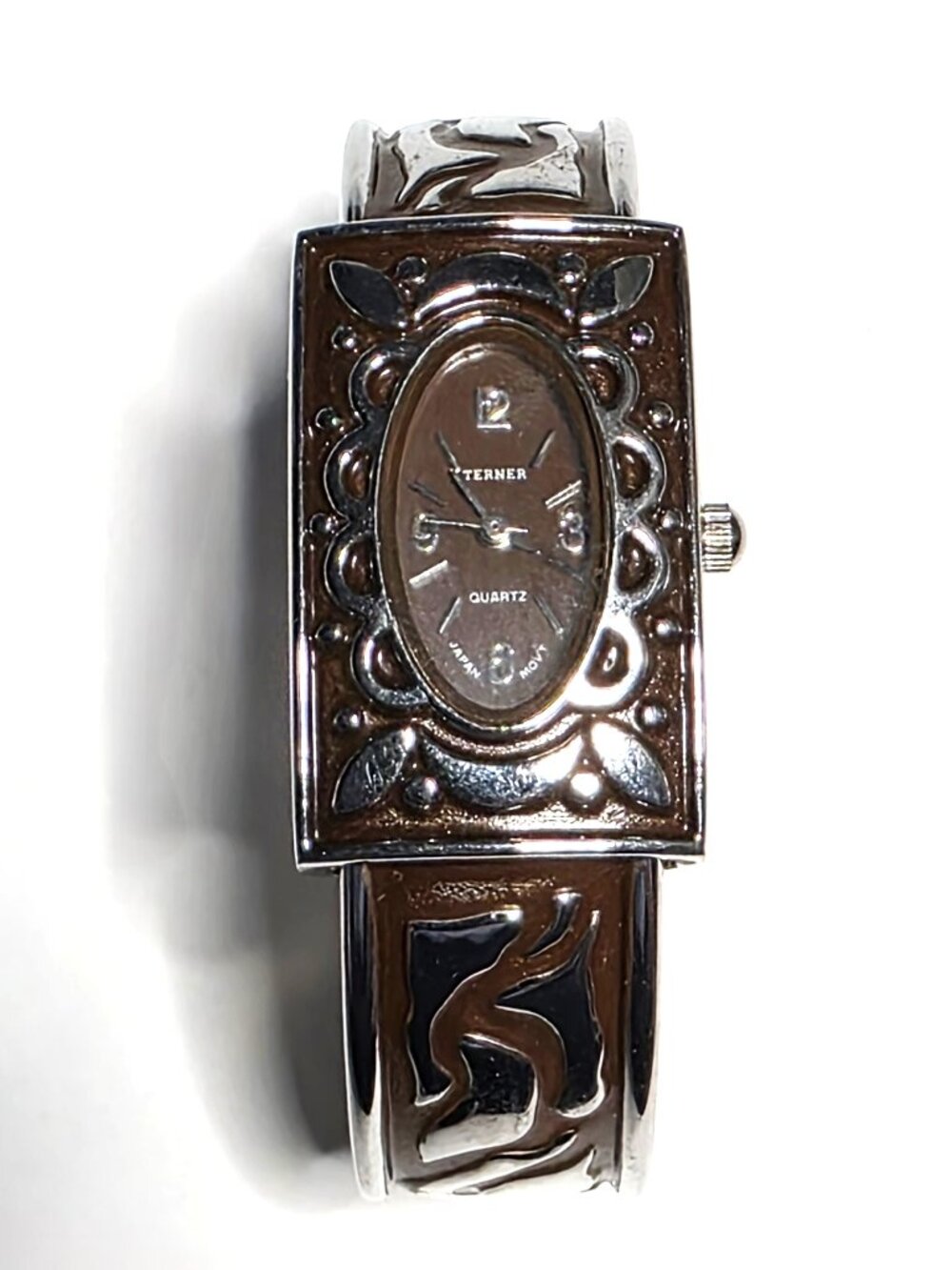 Bijoux Terner brown & silver cuff bracelet watch